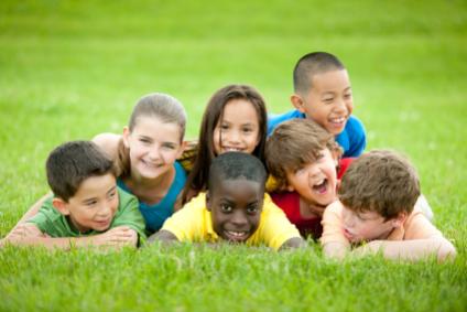 Children on lawn